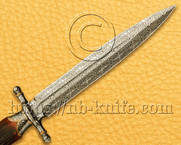 Personalized Handmade Damascus Mosaic Steel Hunting and Survival Dagger Knife | Stag Handle | Damascus Pen | Wooden Gift Box