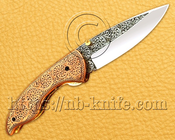 Personalized Engraving Handmade Stainless Steel Pocket Folding Knife | Copper Handle | Damascus Pen | Wooden Gift Box