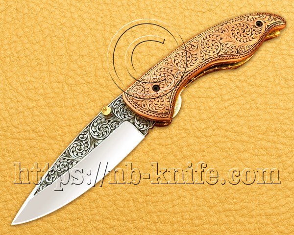 Personalized Engraving Handmade Stainless Steel Pocket Folding Knife | Copper Handle | Damascus Pen | Wooden Gift Box