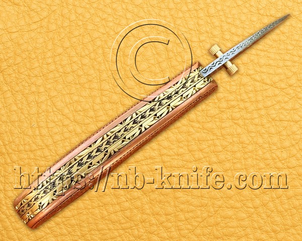 Personalized Engraving Handmade Stainless Steel Pocket Folding Knife | Copper Handle | Damascus Pen | Wooden Gift Box