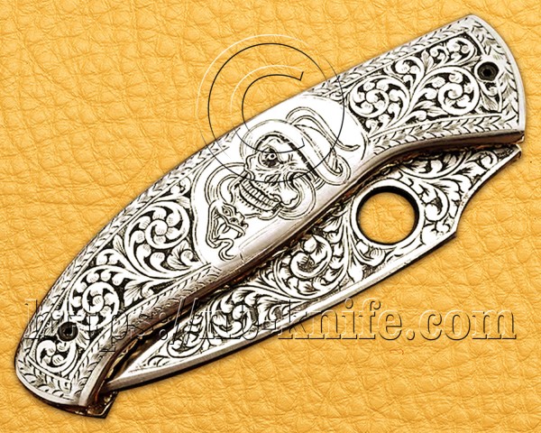 Personalized Engraving Handmade Stainless Steel Pocket Folding Knife | Steel Handle | Damascus Pen Wooden Gift Box